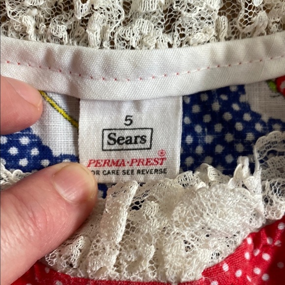 Blue with white polka dots, vintage Sears back to school dress, size 5. - Picture 11 of 16